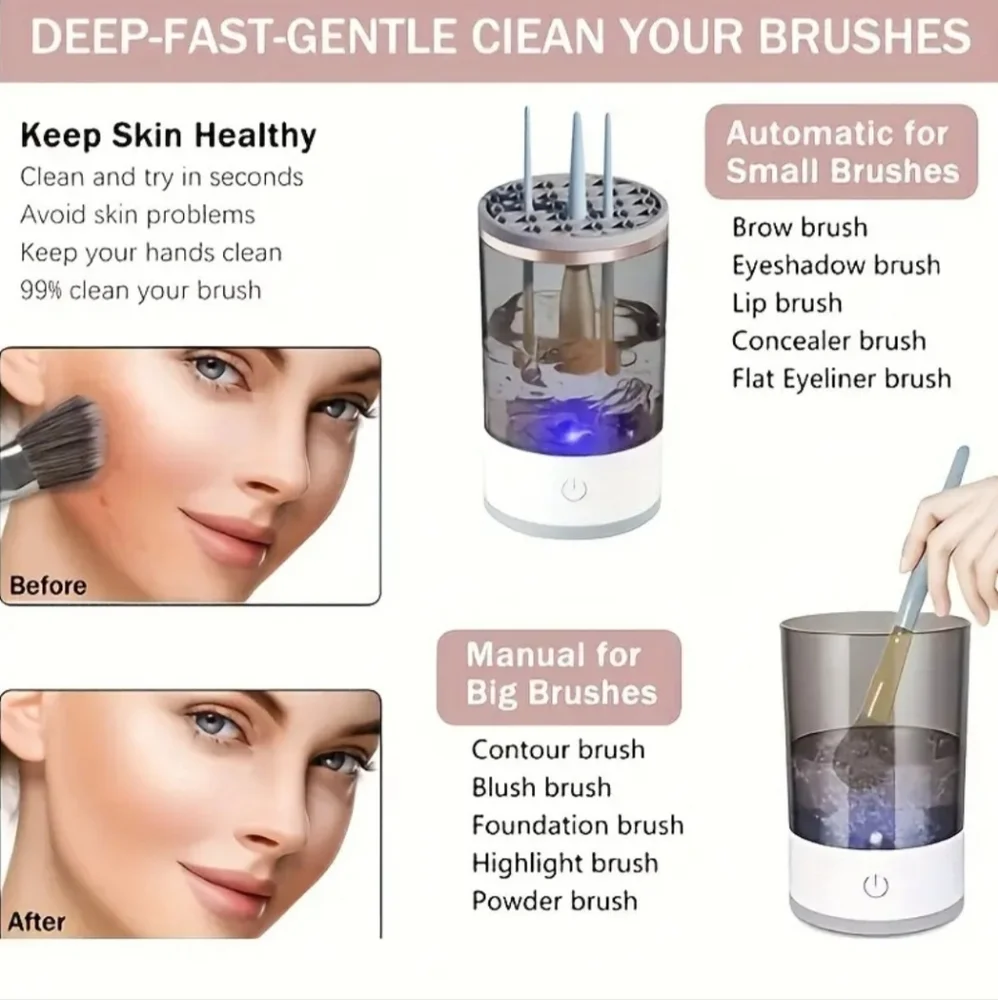 Electric Makeup Brush Cleaner Machine & Makeup Brush Bundle (New)